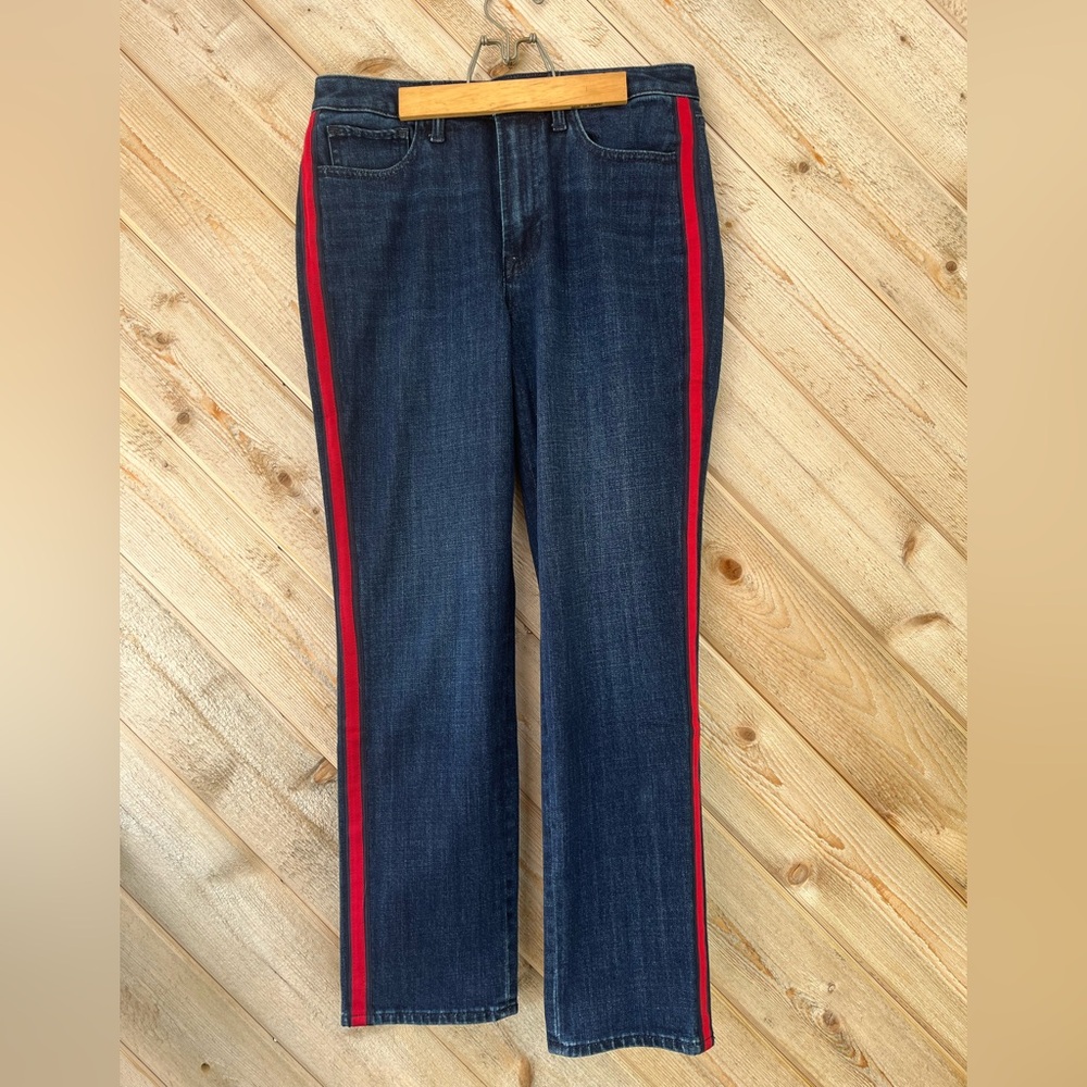 Talbots Dark Blue Straight Leg Jeans with Red Stripe
